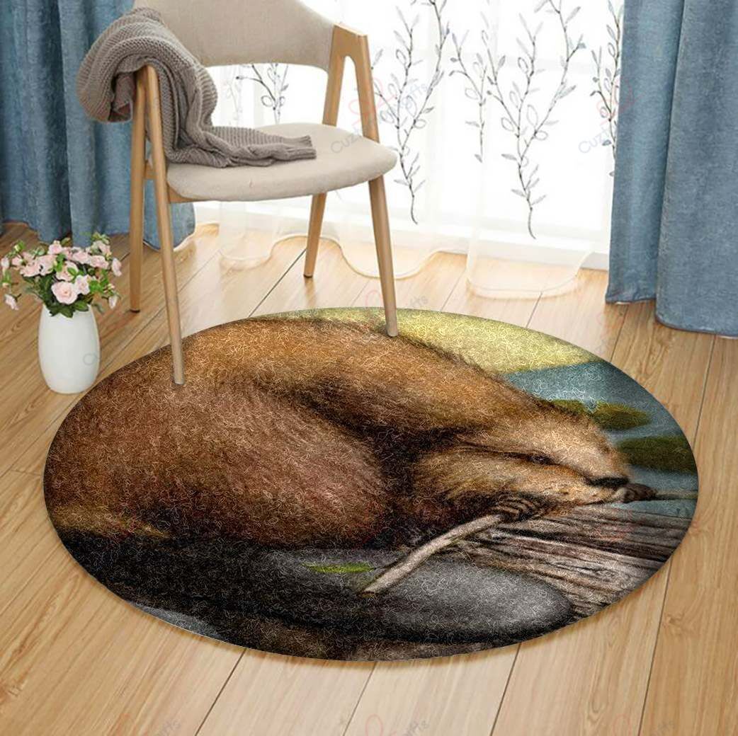 Beaver Round Carpet Floor Rug Living Room Bedroom Decor Round Area Rug Carpet Beaver Round Carpet Floor Rug Living Room Bedroom Decor Round Area Rug Carpet