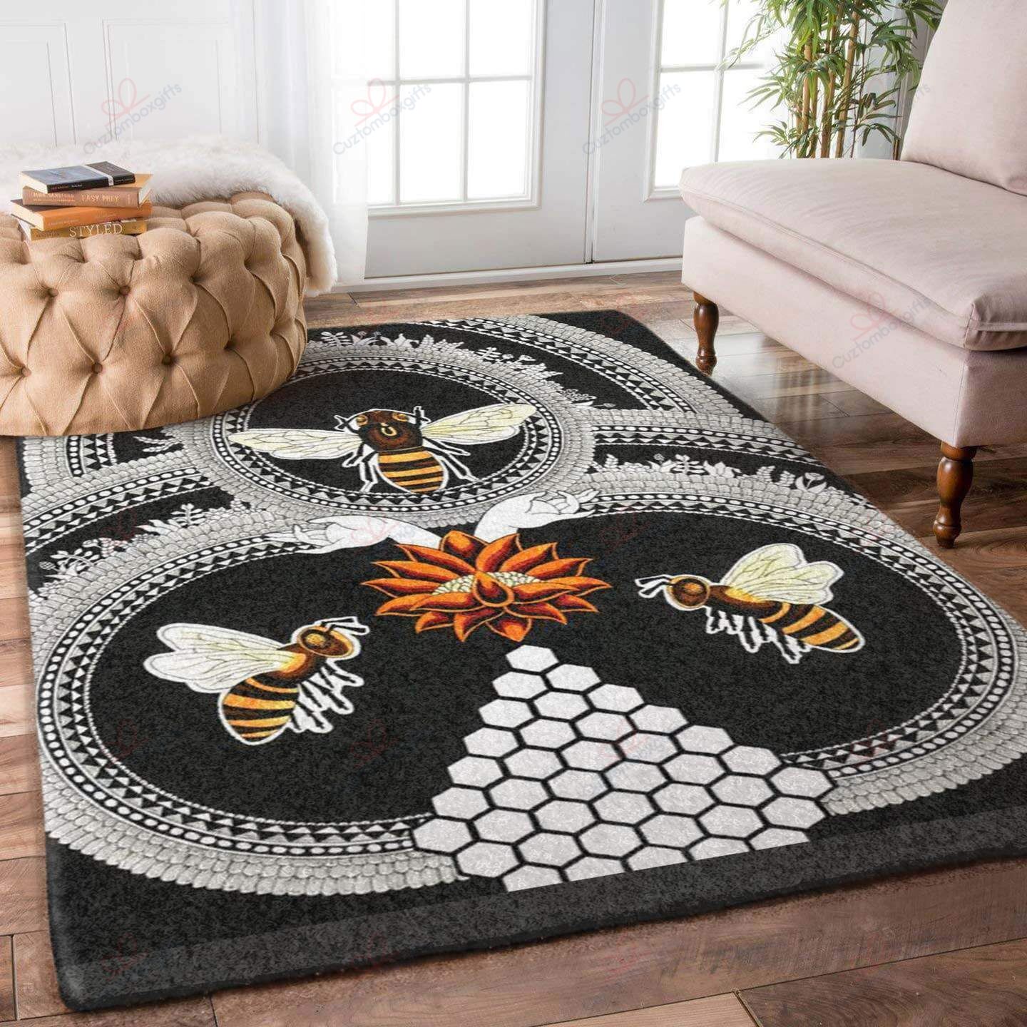 Bee And Flower Rug Sport Decor Gift Floor Decor Living Room Carpet Rug Area Rug - e8425a79a631 Bee And Flower Rug Sport Decor Gift Floor Decor Living Room Carpet Rug Area Rug - e8425a79a631
