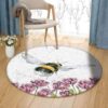 Bee And Flower Round Carpet Floor Rug Living Room Bedroom Decor Round Area Rug Carpet