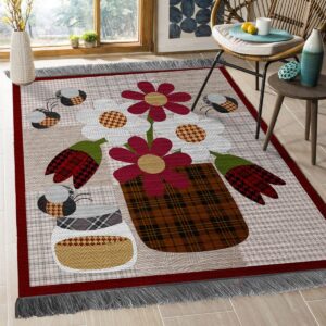 Bee And Flower Rug Sport Decor Gift Floor Decor Living Room Carpet Rug Area Rug - 947f42ea03d4