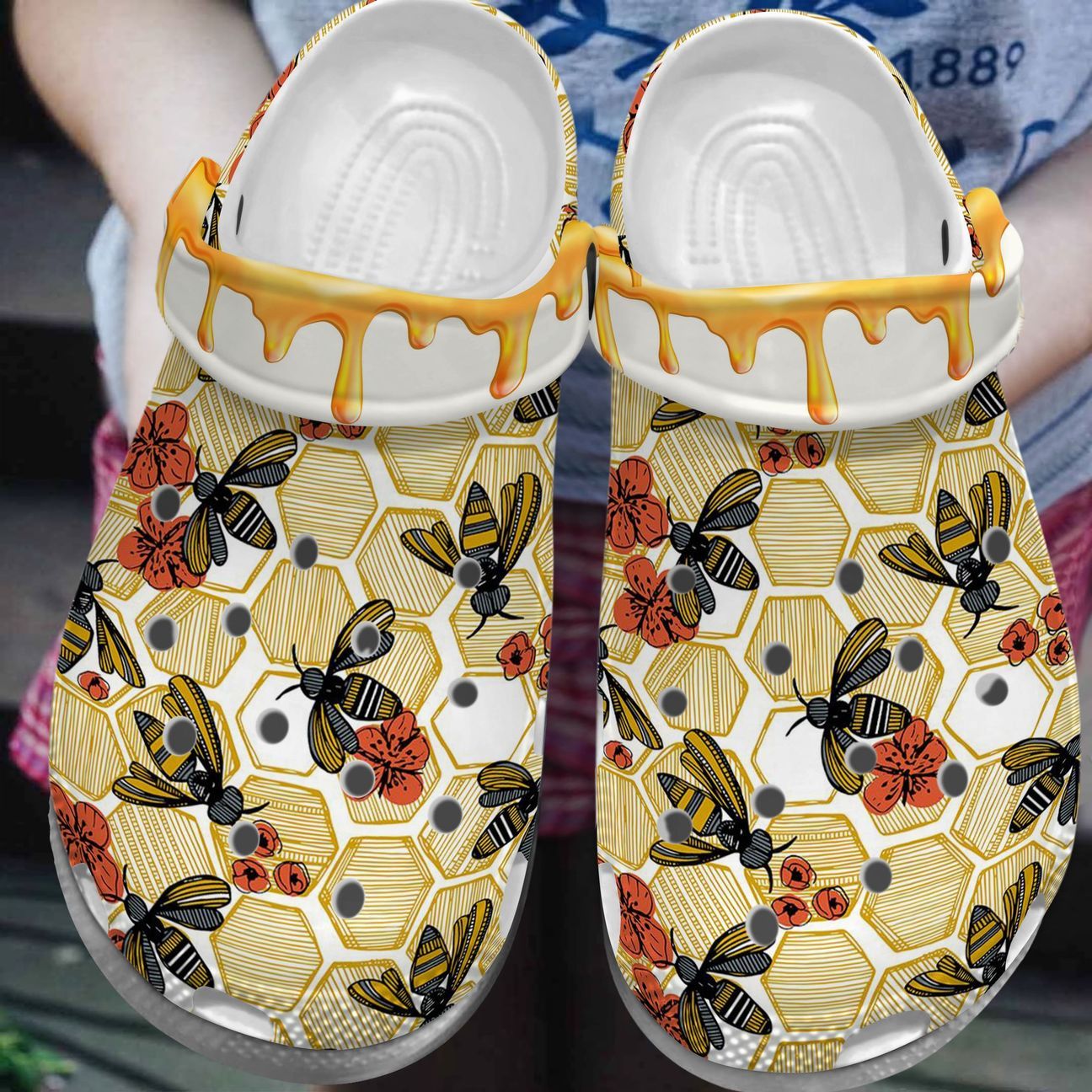 Bee And Flower Personalized Clog Custom Crocs Comfortablefashion Style Comfortable For Women Men Kid Print 3D Bee And Flower Personalized Clog Custom Crocs Comfortablefashion Style Comfortable For Women Men Kid Print 3D