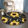 Bee And Sunflower Round Carpet Floor Rug Living Room Bedroom Decor Round Area Rug Carpet