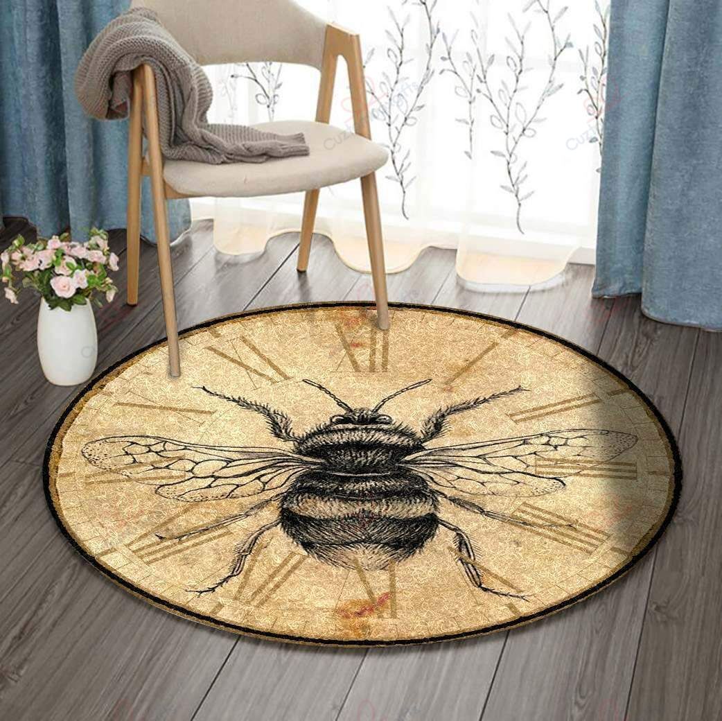 Bee Clock Round Carpet Floor Rug Living Room Bedroom Decor Round Area Rug Carpet Bee Clock Round Carpet Floor Rug Living Room Bedroom Decor Round Area Rug Carpet