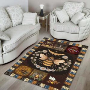 Bee Flower Moon Rug Sport Decor Gift Floor Decor Living Room Carpet Rug Area Rug - b481446eaf55