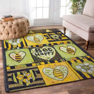 Bee Happy Rug Sport Decor Gift Floor Decor Living Room Carpet Rug Area Rug - 738c4a5e1e94