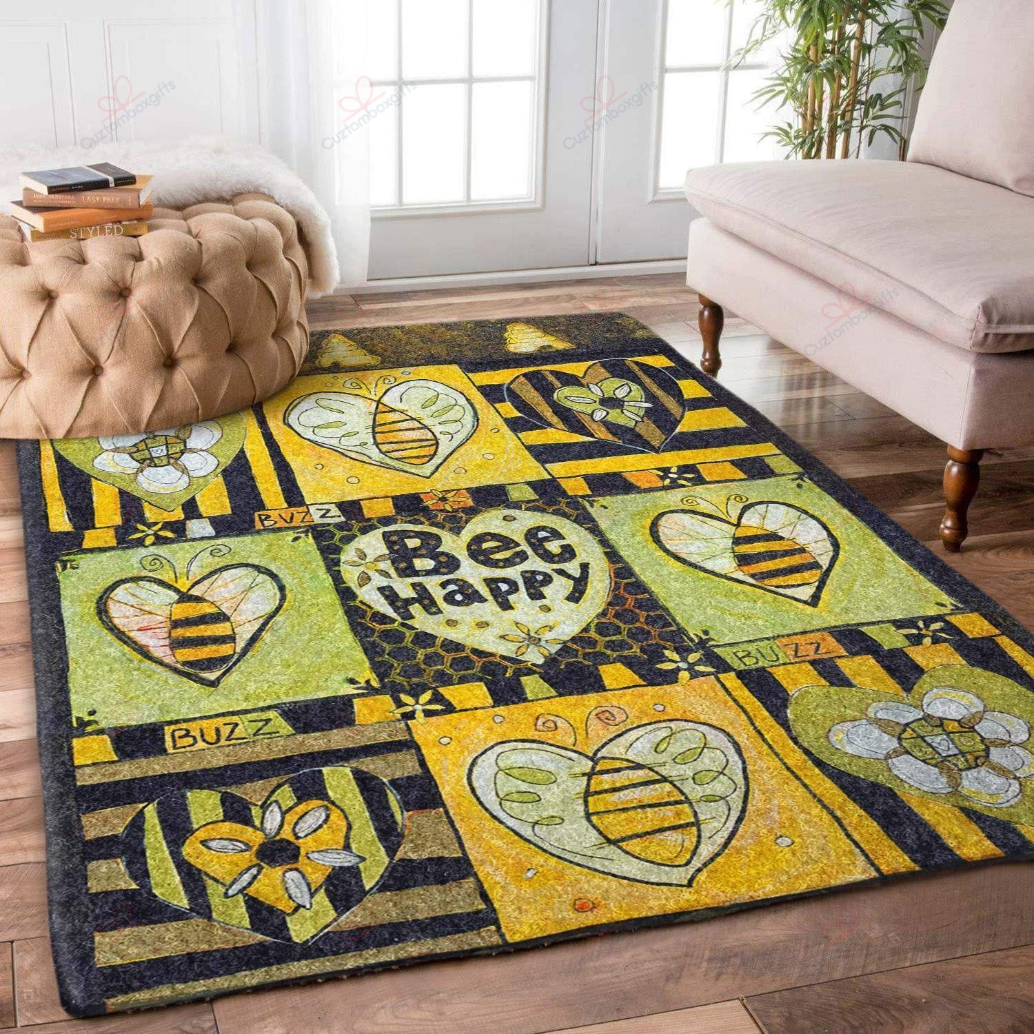 Bee Happy Rug Sport Decor Gift Floor Decor Living Room Carpet Rug Area Rug - 738c4a5e1e94 Bee Happy Rug Sport Decor Gift Floor Decor Living Room Carpet Rug Area Rug - 738c4a5e1e94