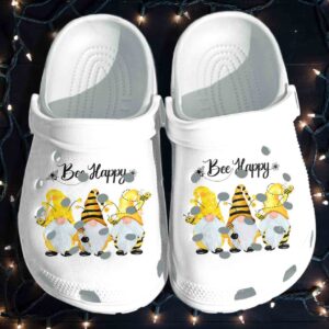 Bee Happy Shoes Crocs Clog – Bee Gnome Spring  Clog Birthday Gift For Girl Daughter Sister Cousin Friend