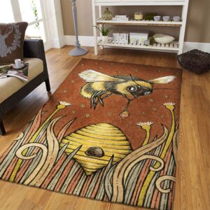 Bee Honey Vintage Rug Sport Decor Gift Floor Decor Living Room Carpet Rug Area Rug - 556ffb95a4f3