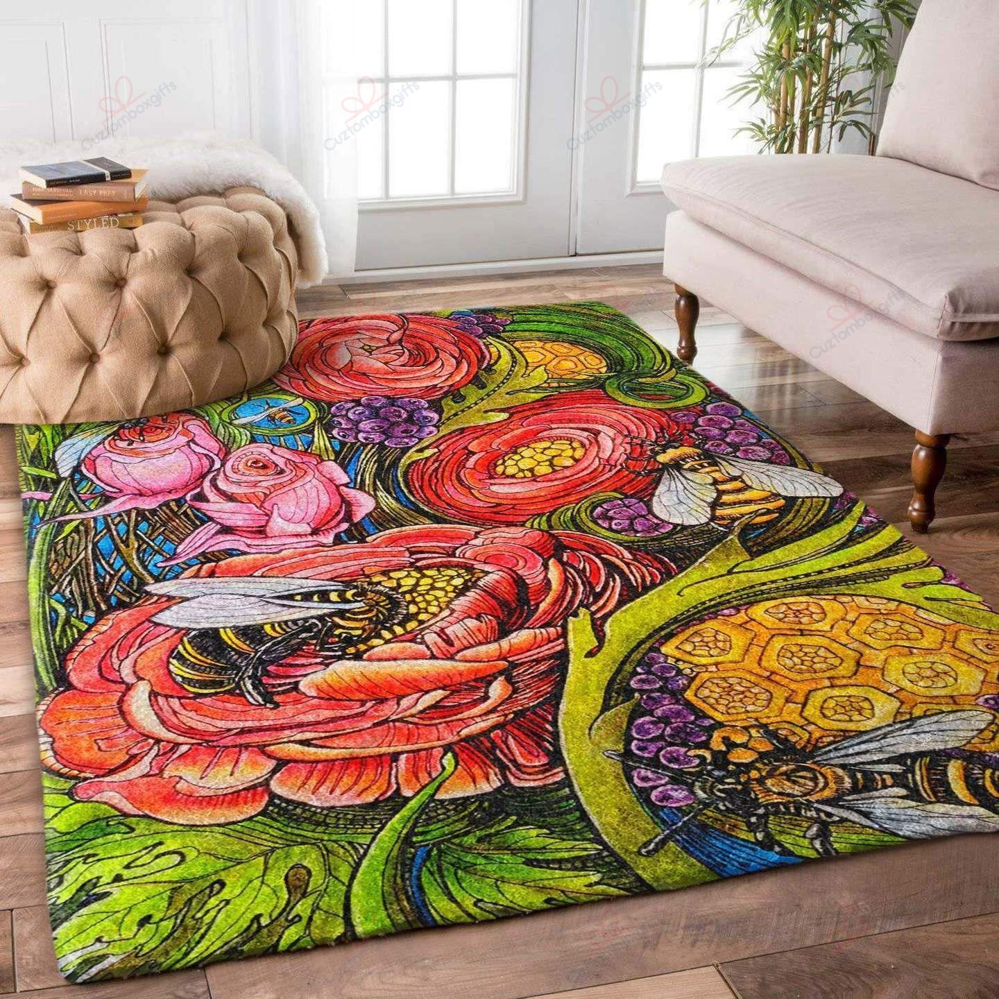 Bee On Flowers Rug Sport Decor Gift Floor Decor Living Room Carpet Rug Area Rug - ecf097a5bfa4 Bee On Flowers Rug Sport Decor Gift Floor Decor Living Room Carpet Rug Area Rug - ecf097a5bfa4