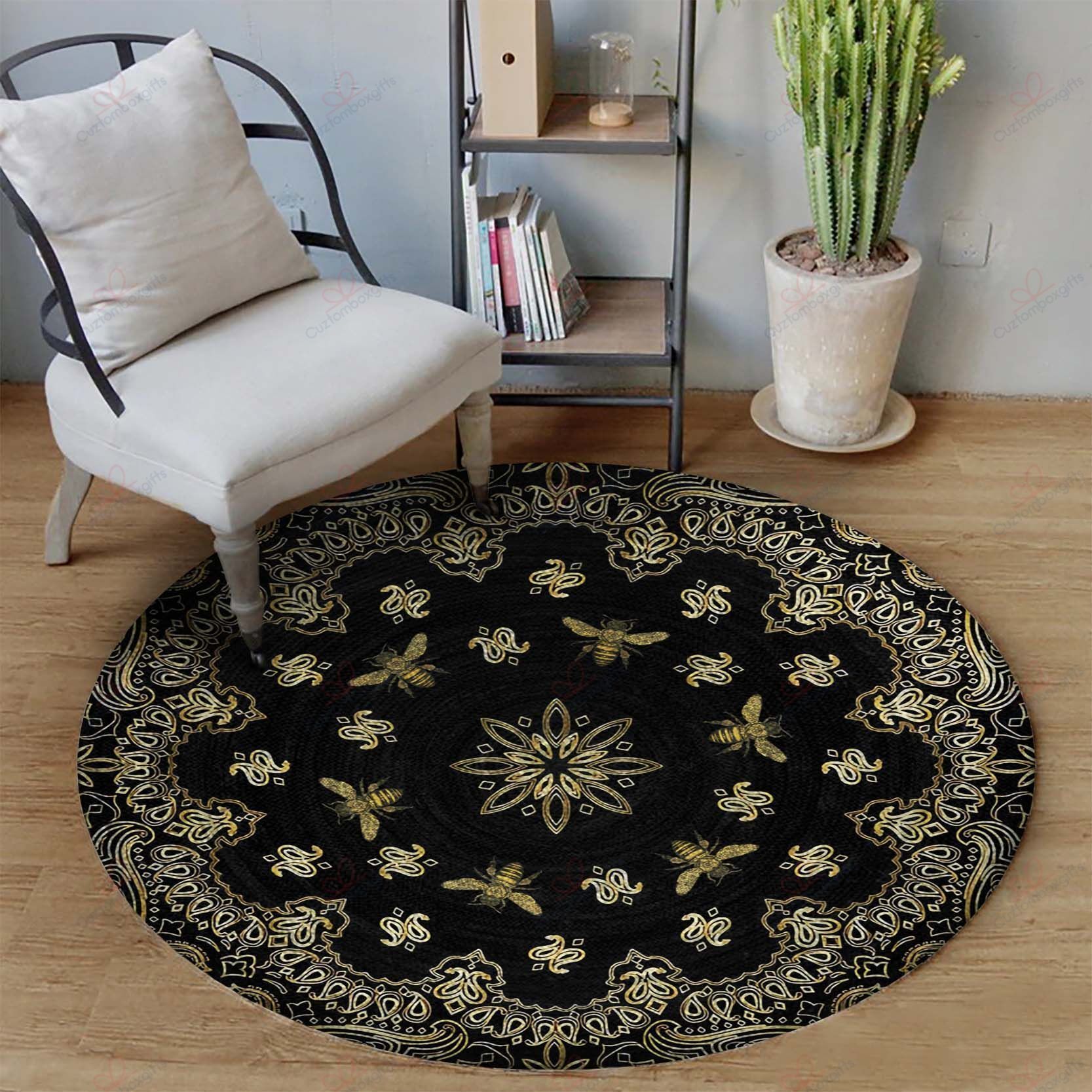 Bee Pattern 1 Round Carpet Floor Rug Living Room Bedroom Decor Round Area Rug Carpet Bee Pattern 1 Round Carpet Floor Rug Living Room Bedroom Decor Round Area Rug Carpet