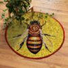Bee Pattern Round Carpet Floor Rug Living Room Bedroom Decor Round Area Rug Carpet