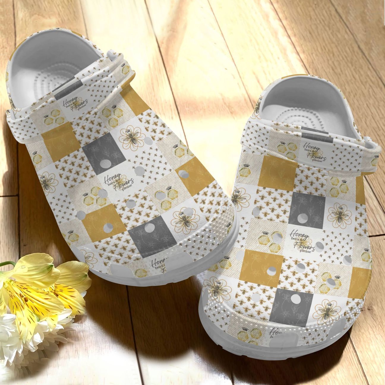 Bee Personalize Clog Custom Crocs Fashionstyle Comfortable For Women Men Kid Print 3D Honey Bees And Flowers Bee Personalize Clog Custom Crocs Fashionstyle Comfortable For Women Men Kid Print 3D Honey Bees And Flowers