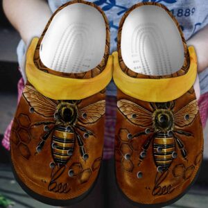 Bee Personalized Clog Custom Crocs Comfortablefashion Style Comfortable For Women Men Kid Print 3D Bee Brown