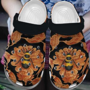 Bee Personalized Clog Custom Crocs Comfortablefashion Style Comfortable For Women Men Kid Print 3D Gold Black Honey Bee
