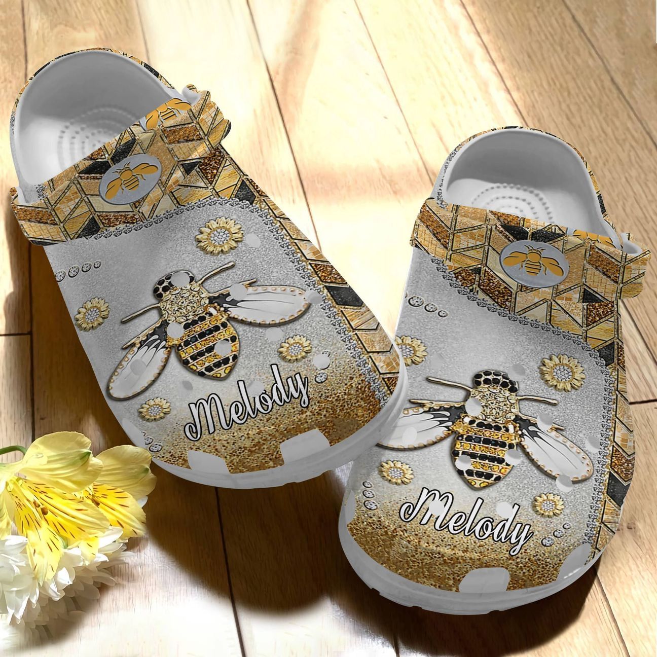 Bee Personalized Personalize Clog Custom Crocs Fashionstyle Comfortable For Women Men Kid Print 3D Whitesole Bee Lover Bee Personalized Personalize Clog Custom Crocs Fashionstyle Comfortable For Women Men Kid Print 3D Whitesole Bee Lover