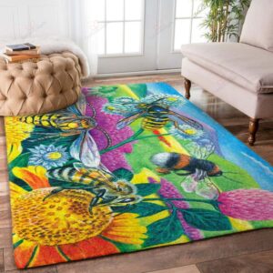 Bee Rainbow Garden Rug Sport Decor Gift Floor Decor Living Room Carpet Rug Area Rug - c15993360ef9