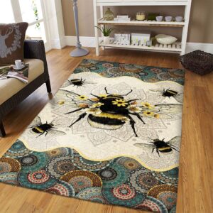 Bee Vintage Pattern Rug Sport Decor Gift Floor Decor Living Room Carpet Rug Area Rug - 165a37fa075f