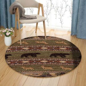 Beer With Deer Round Carpet Floor Rug Living Room Bedroom Decor Round Area Rug Carpet