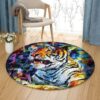 Bengal Tiger Round Carpet Floor Rug Living Room Bedroom Decor Round Area Rug Carpet