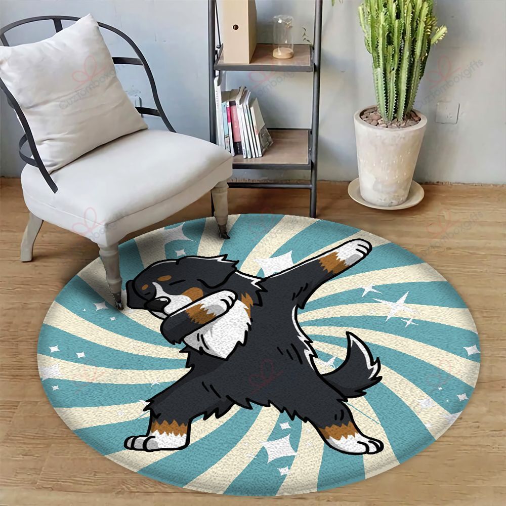 Bernese Mountain Dabbing Round Carpet Floor Rug Living Room Bedroom Decor Round Area Rug Carpet Bernese Mountain Dabbing Round Carpet Floor Rug Living Room Bedroom Decor Round Area Rug Carpet