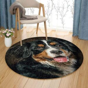 Bernese Mountain Dog Round Carpet Floor Rug Living Room Bedroom Decor Round Area Rug Carpet