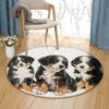 Bernese Mountain Dog Puppies Round Carpet Floor Rug Living Room Bedroom Decor Round Area Rug Carpet