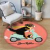 Bernese Mountain Riding Motorbike Round Carpet Floor Rug Living Room Bedroom Decor Round Area Rug Carpet