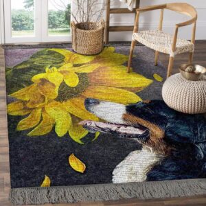 Bernese Mountain Sunflower Rug Sport Decor Gift Floor Decor Living Room Carpet Rug Area Rug - 1454687c6a11