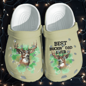 Best Buckin Dad Ever Deer Hunting Shoes Crocs Clog – Camping Deer Hunter Shoes Gifts For Grandpa Fathers Day 2021