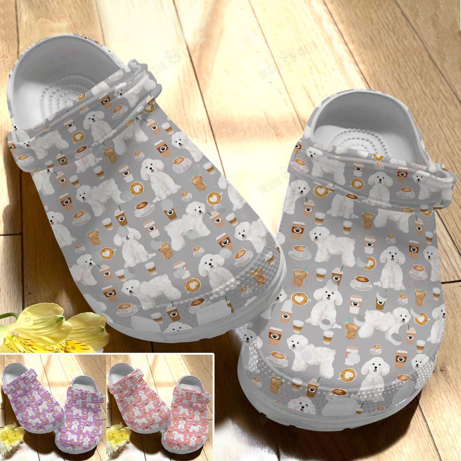 Bichon Frise Crocs Clog Classic Clog Whitesole Bichon Frise And Coffee Shoes Bichon Frise Crocs Clog Classic Clog Whitesole Bichon Frise And Coffee Shoes