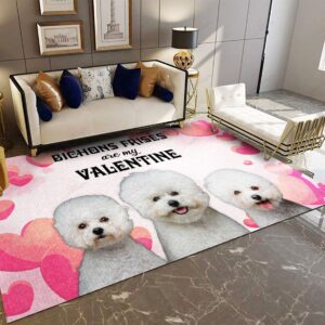 Bichons Frises Are My Valentine Rug Sport Decor Gift Floor Decor Living Room Carpet Rug Area Rug - 5007672d66f7