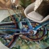 Bicycle Painting Round Carpet Floor Rug Living Room Bedroom Decor Round Area Rug Carpet