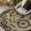 Bicycle Pattern 1 Round Carpet Floor Rug Living Room Bedroom Decor Round Area Rug Carpet