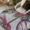 Bicycle With Flowers Round Carpet Floor Rug Living Room Bedroom Decor Round Area Rug Carpet