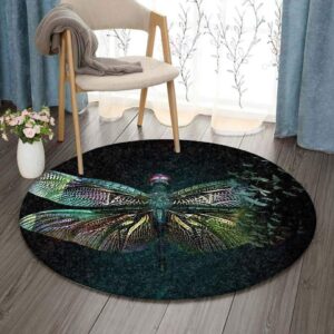 Big Dragonfly Round Carpet Floor Rug Living Room Bedroom Decor Round Area Rug Carpet