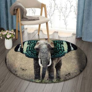Big Elephant Round Carpet Floor Rug Living Room Bedroom Decor Round Area Rug Carpet