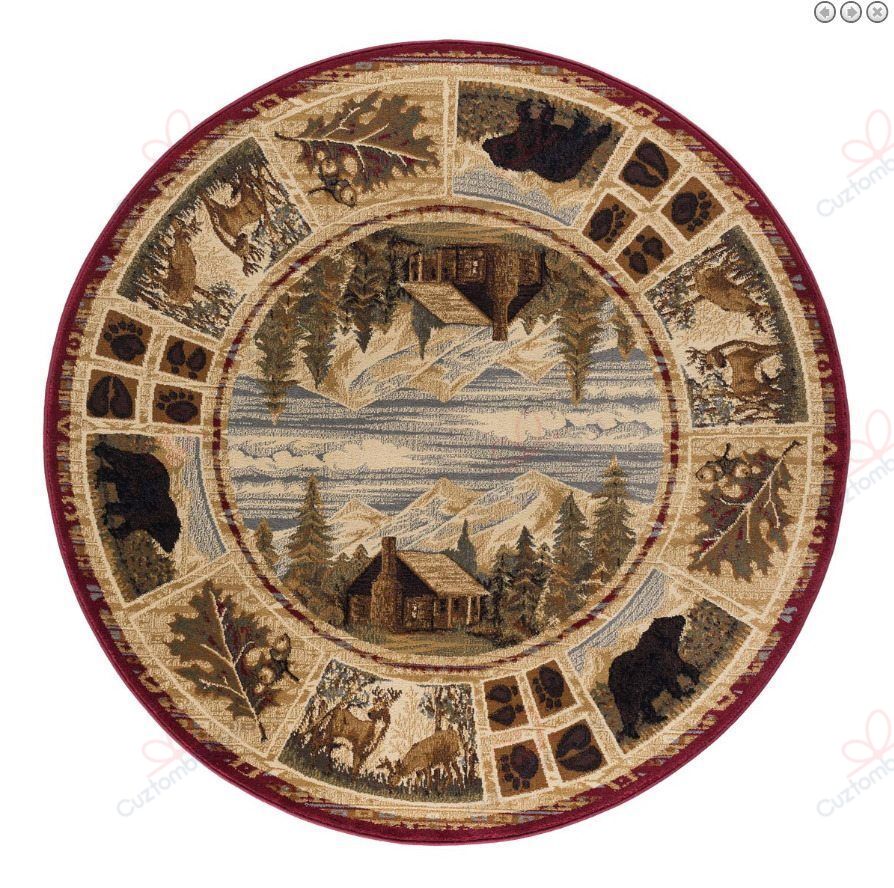 Big Sky Cabin Round Carpet Floor Rug Living Room Bedroom Decor Round Area Rug Carpet Big Sky Cabin Round Carpet Floor Rug Living Room Bedroom Decor Round Area Rug Carpet