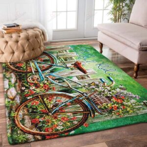 Bike Flowers Rug Sport Decor Gift Floor Decor Living Room Carpet Rug Area Rug - 3c367fc6a6ac