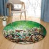 Bike Life Is Beautiful Ride Round Carpet Floor Rug Living Room Bedroom Decor Round Area Rug Carpet