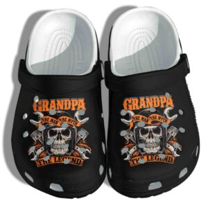 Biker Tattoo Skull Grandpa The Man The Myth Shoes Crocs Clog – The Legend Motorcycle Shoes Clog Birthday Gift For Man Boy Father Grandpa