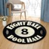 Billiard Eight Ball Round Carpet Floor Rug Living Room Bedroom Decor Round Area Rug Carpet