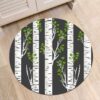 Birch Trunks In Night Round Carpet Floor Rug Living Room Bedroom Decor Round Area Rug Carpet