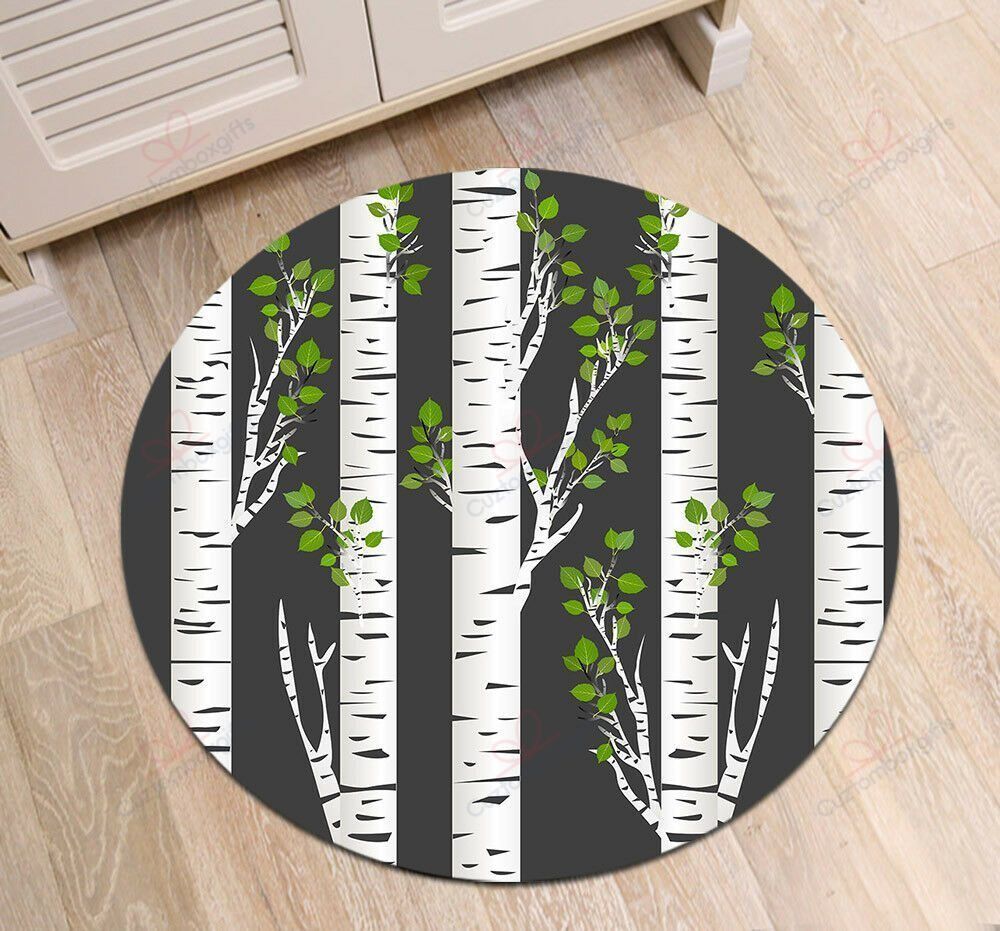 Birch Trunks In Night Round Carpet Floor Rug Living Room Bedroom Decor Round Area Rug Carpet Birch Trunks In Night Round Carpet Floor Rug Living Room Bedroom Decor Round Area Rug Carpet