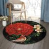 Bird And Blooming Flower Round Carpet Floor Rug Living Room Bedroom Decor Round Area Rug Carpet