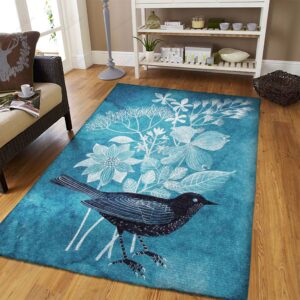 Bird And Flower Rug Sport Decor Gift Floor Decor Living Room Carpet Rug Area Rug - 756d4e0cc0cf