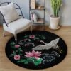 Bird And Pink Flower Round Carpet Floor Rug Living Room Bedroom Decor Round Area Rug Carpet