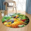 Bird And Pumpkin Round Carpet Floor Rug Living Room Bedroom Decor Round Area Rug Carpet