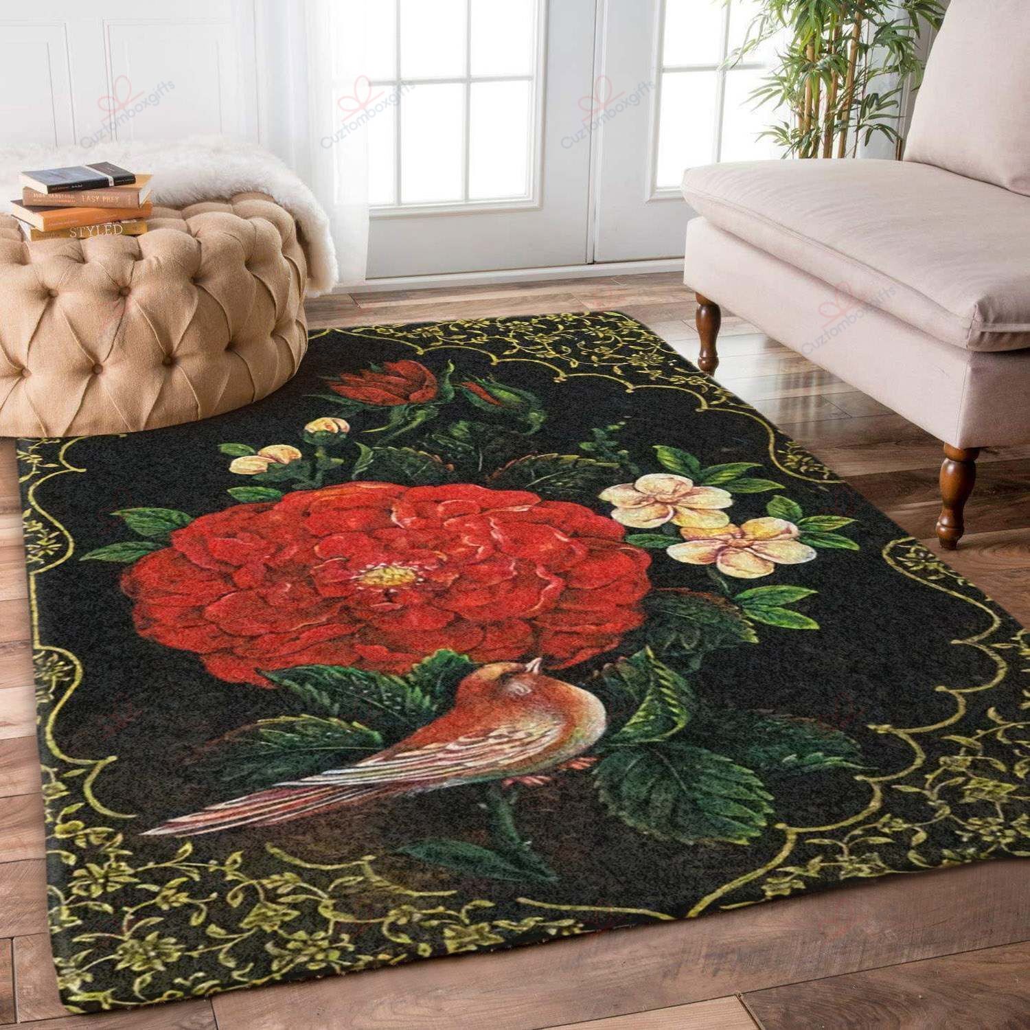 Bird And Red Flower Rug Sport Decor Gift Floor Decor Living Room Carpet Rug Area Rug - 999c9942ca52 Bird And Red Flower Rug Sport Decor Gift Floor Decor Living Room Carpet Rug Area Rug - 999c9942ca52
