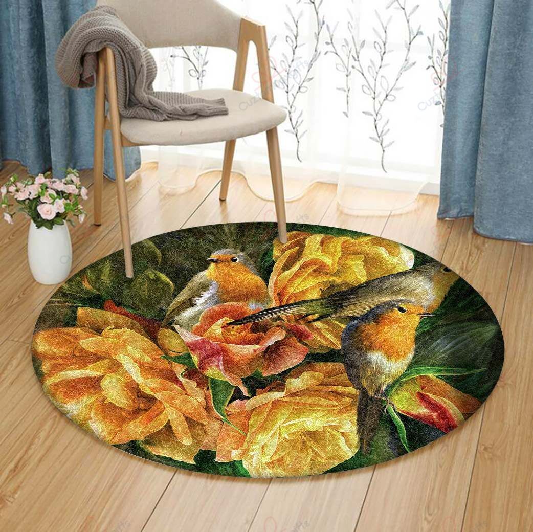 Bird And Roses Round Carpet Floor Rug Living Room Bedroom Decor Round Area Rug Carpet Bird And Roses Round Carpet Floor Rug Living Room Bedroom Decor Round Area Rug Carpet