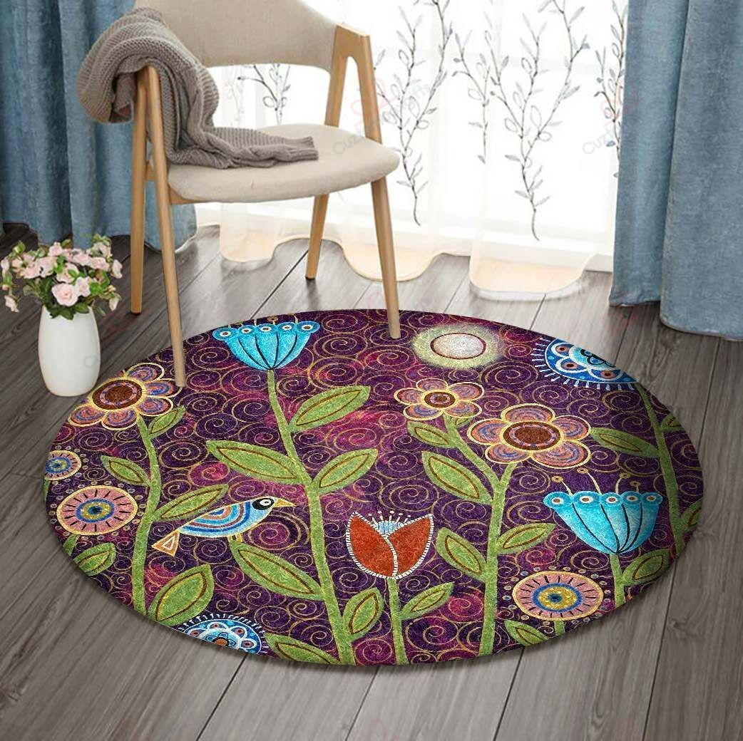 Bird And Tulip Round Carpet Floor Rug Living Room Bedroom Decor Round Area Rug Carpet Bird And Tulip Round Carpet Floor Rug Living Room Bedroom Decor Round Area Rug Carpet